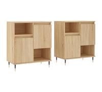 mtlskopl Buffet Bas 2 Pcs, Meuble de Rangement pour Salon, Commode Enfilade en Bois d'Ingénierie et Métal, Bahut Classique au Design Moderne, Chêne Sonoma, 120 x 35 x 70 cm