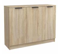 mtlskopl Buffet Bas Chêne Sonoma 90,5 x 30 x 70 cm en Bois d'Ingénierie, Meuble de Rangement avec 3 Portes et Dessus Robuste pour Salon, Salle à Manger et Entrée