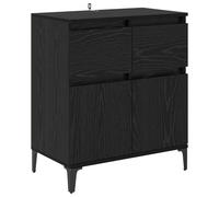 mtlskopl Buffet Bas de Rangement Salon et Salle à Manger, Meuble en Bois d'Ingénierie et Fer avec 2 Portes et 1 Tiroir, Design Industriel Moderne, 60 x 35 x 70 cm, Chêne Noir