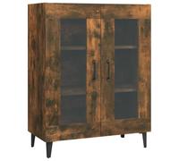 mtlskopl Buffet Bas de Salon Bahut Meuble de Rangement avec 2 Portes en Verre Armoire Latérale en Bois d'Ingénierie pour Salle à Manger et Entrée Chêne Fumé 69,5x34x90 cm