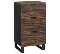 mtlskopl Buffet Bas en Bois de Manguier Massif Marron, Petit Meuble de Rangement avec 3 Tiroirs et Pieds en Fer pour Salon, Salle à Manger, Chiffonnier Rustique 40 x 33,5 x 75 cm