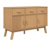 mtlskopl Buffet Bas en Bois de Pin Massif Olden, Bahut de Rangement Scandinave avec 3 Tiroirs et 3 Portes pour Salon et Salle à Manger, Finition Cire Marron, 114 x 43 x 73,5 cm