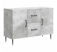 mtlskopl Buffet Bas Gris Béton 89 x 34,5 x 60 cm en Bois d'Ingénierie, Meuble de Rangement Vintage avec 2 Portes et 2 Tiroirs pour Salon, Salle à Manger, Pieds en Métal