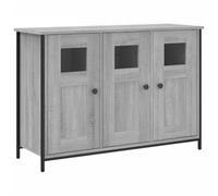 mtlskopl Buffet Bas Meuble de Rangement Bahut de Salon Design Moderne en Bois d'Ingénierie Verre et Acier avec Pieds Réglables pour Entrée et Séjour Gris Sonoma 100x35x70 cm