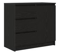 mtlskopl Buffet Bas Meuble de Rangement Commode avec 3 Tiroirs et 1 Porte Bahut en Bois d'Ingénierie pour Salon Salle à Manger Bureau Style Moderne Chêne Noir 71x35x65 cm