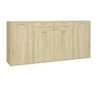 mtlskopl Buffet Bas Meuble de Rangement Salon Commode Enfilade Chêne Sonoma avec 4 Portes et 2 Tiroirs Bahut Moderne en Bois d'Ingénierie pour Salle à Manger Entrée 160x36x75 cm