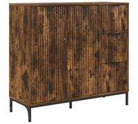 mtlskopl Buffet Bas Moderne, Meuble de Rangement en Bois d'Ingénierie avec 2 Portes et 3 Tiroirs pour Salon, Cuisine, Commode Rectangulaire, Chêne Fumé, 89,5 x 33 x 82 cm