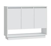mtlskopl Buffet Blanc 3 Portes, Meuble de Rangement Bas et Armoire Latérale en Bois d'Ingénierie, Commode de Salon avec Compartiment Ouvert pour Entrée et Bureau, 97x31x75 cm
