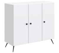 mtlskopl Buffet Blanc 89 x 34,5 x 80 cm en Bois d'Ingénierie, Bahut Bas de Rangement avec 3 Portes Battantes pour Vaisselle, Meuble de Rangement pour Salle à Manger et Salon