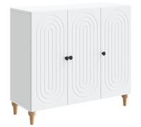 mtlskopl Buffet Blanc 89 x 34,5 x 80 cm, Meuble de Rangement Bas en Bois d'Ingénierie avec 3 Portes, Bahut Moderne et Commode de Rangement pour Salon, Cuisine et Entrée