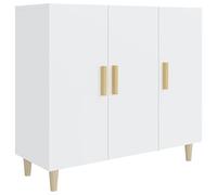 mtlskopl Buffet Blanc 90 x 34 x 80 cm en Bois d'Ingénierie, Meuble de Rangement avec 3 Portes, Bahut Moderne pour Salon, Salle à Manger et Entrée, Armoire Latérale