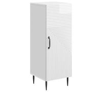 mtlskopl Buffet blanc brillant, commode vintage pour salon et couloir, armoire avec porte battante et étagères, 33 x 34,5 x 89,5 cm, matériau en bois, espace de rangement