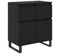 mtlskopl Buffet Chêne Noir 60x35x70 cm, Meuble Bas de Rangement en Bois d'Ingénierie et Fer avec 2 Portes et Tiroir, Commode Industrielle pour Salon et Salle à Manger