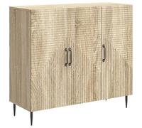 mtlskopl Buffet Chêne Sonoma en Bois d'Ingénierie, Meuble Bas de Rangement avec 3 Portes pour Salon et Salle à Manger, Console Vintage Moderne, 89 x 34,5 x 80 cm