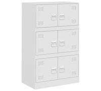 mtlskopl Buffet de Rangement en Acier Laminé à Froid, Armoire de Salon avec 6 Portes et Poignées en Métal, Commode Industrielle pour Cuisine et Bureau, Blanc, 67 x 39 x 107 cm