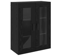 mtlskopl Buffet de Rangement Salon et Salle à Manger, Meuble Bas Moderne en Bois d'Ingénierie avec 2 Portes en Verre et Poignées, Vaisselier Chic Chêne Noir, 69,5 x 34 x 90 cm