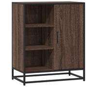 mtlskopl Buffet de Salon, Armoire de Rangement en Bois d'Ingénierie et Métal, Commode Industrielle avec Poignées pour Couloir, Entrée et Bureau, Chêne Marron, 62 x 35 x 76 cm