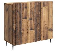 mtlskopl Buffet de Salon en Bois d'Ingénierie, Meuble de Rangement Industriel avec 3 Portes et Pieds en Acier, Bahut Bas pour Salle à Manger et Entrée, Bois Ancien, 89 x 34,5 x 82 cm