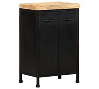 mtlskopl Buffet en Bois de Manguier Brut et Fer, Armoire Latérale de Rangement Industrielle avec 2 Portes pour Salon, Entrée et Bureau, Petit Meuble Bas Rustique, 47x35x76 cm