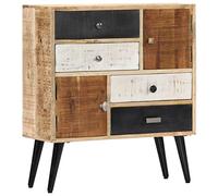 mtlskopl Buffet en Bois de Manguier Massif, Bahut de Rangement Style Vintage Rétro avec Tiroirs et Portes pour Salon, Entrée et Couloir, Finition Polie et Laquée, 70 x 30 x 78 cm
