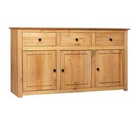 mtlskopl Buffet en Bois de Pin Massif 135x40x80 cm, Commode Basse de Rangement avec 3 Tiroirs et 3 Portes, Bahut Rustique pour Salon et Salle à Manger, Style Panama Naturel