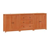 mtlskopl Buffet Enfilade 3 Pièces en Bois de Pin Massif Brun Ciré, Meuble de Rangement avec 4 Portes et 3 Tiroirs pour Salon et Séjour, Bahut Moderne 210 x 35 x 80 cm
