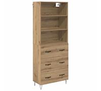 mtlskopl Buffet Haut 2 Pièces en Bois d'Ingénierie, Vaisselier Argentier Moderne Chêne Artisanal pour Salon et Salle à Manger, Armoire de Rangement avec 3 Tiroirs, 69,5x32,5x180 cm