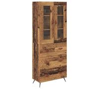 mtlskopl Buffet Haut 2 Pièces Vaisselier avec Portes en Verre et 3 Tiroirs, Armoire de Rangement en Bois d'Ingénierie pour Salle à Manger et Salon, Bois Ancien, 69,5 x 34 x 180 cm