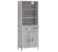 mtlskopl Buffet Haut 69,5x34x180 cm Meuble de Rangement Vaisselier pour Salon et Salle à Manger avec Portes et Pieds en Métal en Bois d'Ingénierie Coloris Gris Sonoma