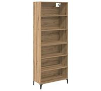 mtlskopl Buffet Haut Argentier, Vaisselier avec Étagères pour Salon et Salle à Manger, Armoire en Bois d'Ingénierie et Pieds en Fer, Chêne Artisanal, 69,5 x 34 x 180 cm