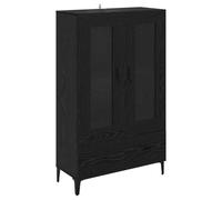 mtlskopl Buffet Haut Armoire de Rangement en Bois d'Ingénierie et Métal, Vitrine de Salon avec 2 Portes en Verre et 1 Tiroir, Style Moderne pour Séjour, Chêne Noir, 70 x 31 x 115 cm
