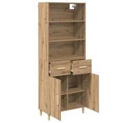 mtlskopl Buffet Haut Armoire de Salon et Salle à Manger, Meuble Bas et Elément Suspendu en Bois d'Ingénierie avec 2 Tiroirs et 2 Portes, Chêne Artisanal, 69,5 x 34 x 180 cm