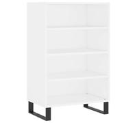 mtlskopl Buffet Haut Blanc 57x35x90 cm, Meuble de Rangement Design avec Étagères et Pieds en Métal, Armoire de Salon en Bois d'Ingénierie pour Entrée et Séjour