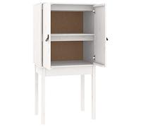 mtlskopl Buffet Haut Blanc 60x40x120 cm en Bois de Pin Massif, Meuble de Rangement avec 2 Portes et 2 Compartiments, Commode Rustique pour Salon, Salle à Manger et Entrée