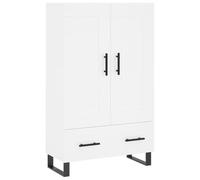mtlskopl Buffet Haut Blanc 69,5x31x115 cm, Cabinet de Rangement avec Portes en Bois d'Ingénierie et Métal, Meuble de Rangement Pratique pour Salon et Salle à Manger