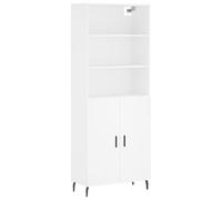 mtlskopl Buffet Haut Blanc 69,5x34x180 cm Meuble de Rangement Salon Cuisine avec Portes et Pieds en Métal Cabinet Vaisselier en Bois d'Ingénierie pour Entrée et Séjour