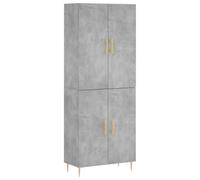 mtlskopl Buffet Haut Gris Béton 69,5x34x180 cm Meuble de Rangement en Bois d'Ingénierie avec Portes et Pieds en Métal pour Salon Salle à Manger Cuisine
