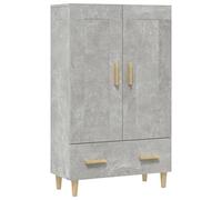 mtlskopl Buffet Haut Gris Béton 70x31x115 cm Meuble de Rangement en Bois d'Ingénierie et Eucalyptus Massif avec 2 Compartiments et 1 Tiroir Design Scandinave pour Salon et Entrée
