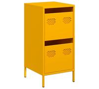 mtlskopl Buffet Haut Jaune Moutarde, Meuble de Rangement en Acier Laminé à Froid avec 2 Tiroirs, Commode Étroite en Métal pour Salon, Bureau et Entrée, 35 x 39 x 73,5 cm