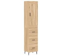 mtlskopl Buffet Haut Meuble de Rangement Armoire Latérale avec Portes et Pieds Métalliques pour Salon Salle à Manger Entrée Bois d'Ingénierie Coloris Chêne Sonoma 34,5x34x180 cm
