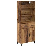 mtlskopl Buffet Haut Meuble de Rangement Salon et Salle à Manger Vaisselier Moderne en Bois d'Ingénierie avec 2 Portes et 2 Tiroirs Coloris Bois Ancien 69,5 x 34 x 180 cm