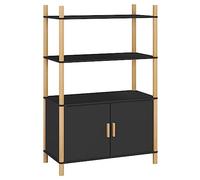 mtlskopl Buffet Haut Noir 80x40x121 cm, Meuble de Rangement en Bois d'Ingénierie avec Pieds en Pin Massif, Vaisselier Moderne avec Portes pour Salon, Salle à Manger et Entrée