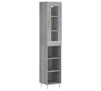 mtlskopl Buffet Haut Sonoma Gris 34,5x34x180 cm Armoire de Rangement en Bois d'Ingénierie et Verre avec Pieds en Fer Cabinet Colonne Gain de Place pour Salon Bureau Couloir