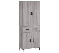 mtlskopl Buffet Haut Sonoma Gris 69,5 x 34 x 180 cm Meuble de Rangement avec Portes et Pieds en Métal Cabinet de Rangement en Bois d'Ingénierie pour Salon et Entrée
