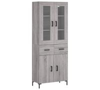 mtlskopl Buffet Haut Sonoma Gris 69,5x34x180 cm Meuble de Rangement en Bois d'Ingénierie Verre et Métal pour Salon Salle à Manger Cabinet de Rangement Vertical avec Portes