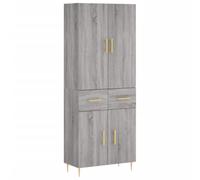 mtlskopl Buffet Haut Sonoma Gris 69,5x34x180 cm Meuble de Rangement Salon avec Portes et Pieds en Métal Cabinet de Rangement en Bois d'Ingénierie pour Salle à Manger et Séjour