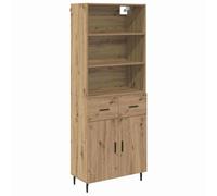 mtlskopl Buffet Haut Vaisselier Moderne, Armoire de Salon avec 2 Portes et Tiroir, Meuble de Rangement en Bois et Verre pour Salle à Manger, Chêne Artisanal, 69,5 x 34 x 180 cm