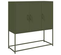 mtlskopl Buffet Haut Vert Olive 100,5 x 39 x 107 cm, Armoire Haute en Acier Style Industriel avec 6 Compartiments et Portes, Meuble de Rangement pour Salon, Bureau et Entrée