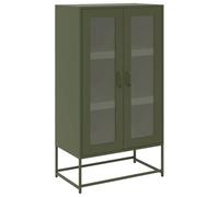 mtlskopl Buffet Haut Vert Olive 68x39x123 cm, Meuble de Rangement en Acier Laminé à Froid avec 2 Portes et 6 Compartiments, Armoire de Salon et Bureau Industrielle