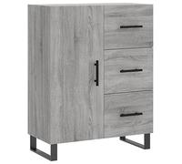 mtlskopl Buffet Meuble de Rangement Bahut Bas de Salon avec 3 Tiroirs et 1 Porte Pieds en Métal pour Entrée Salle à Manger Bois d'Ingénierie Sonoma Gris 69,5 x 34 x 90 cm